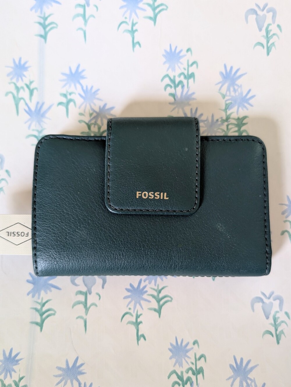 Fossil Madison Multifunction Leather Wallet NEW Teal Green Zipper Pocket Clutch